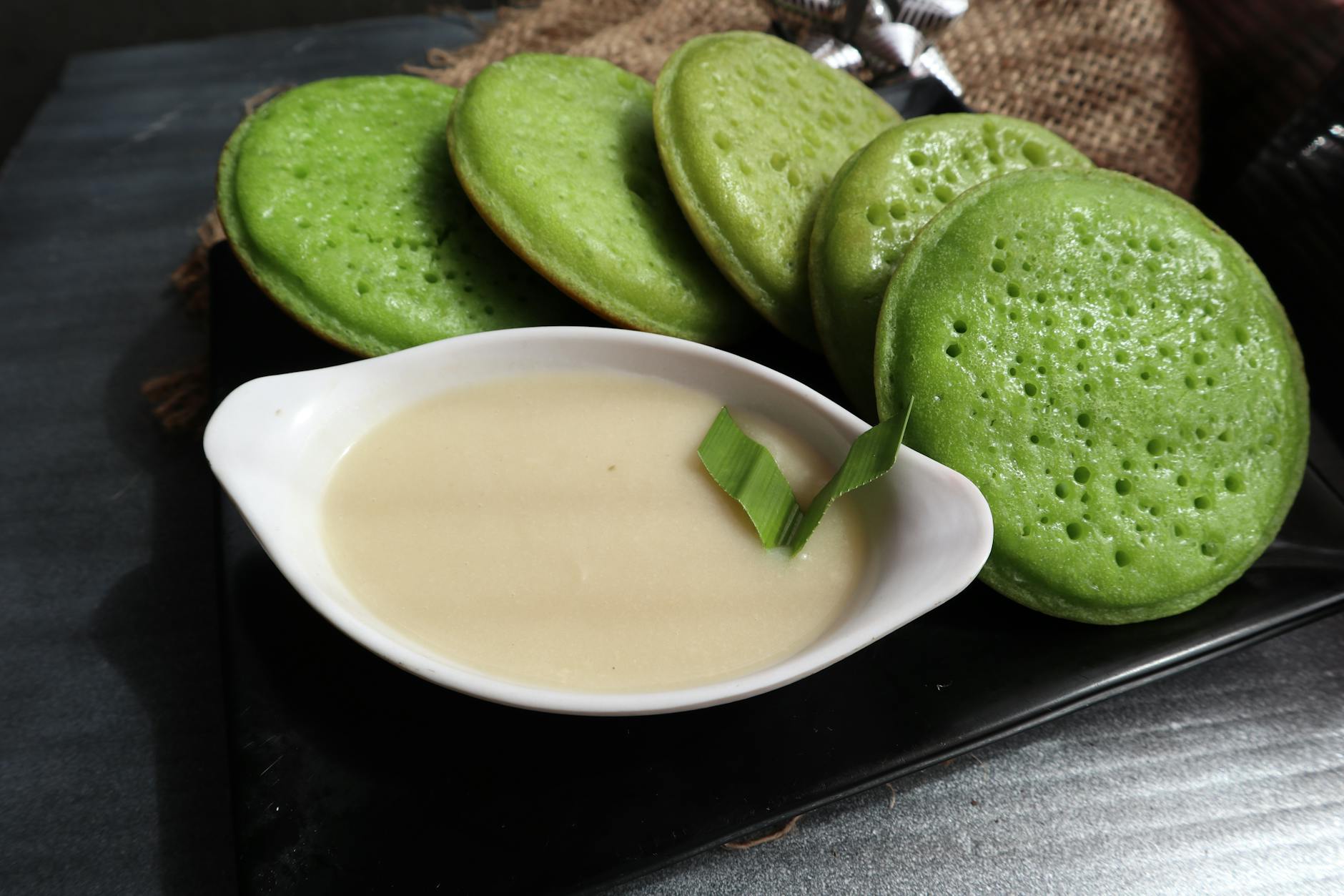 Coconut Serabi with Gula Melaka