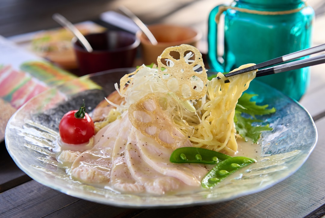 Cold Somen with Chicken & Crispy Lotus