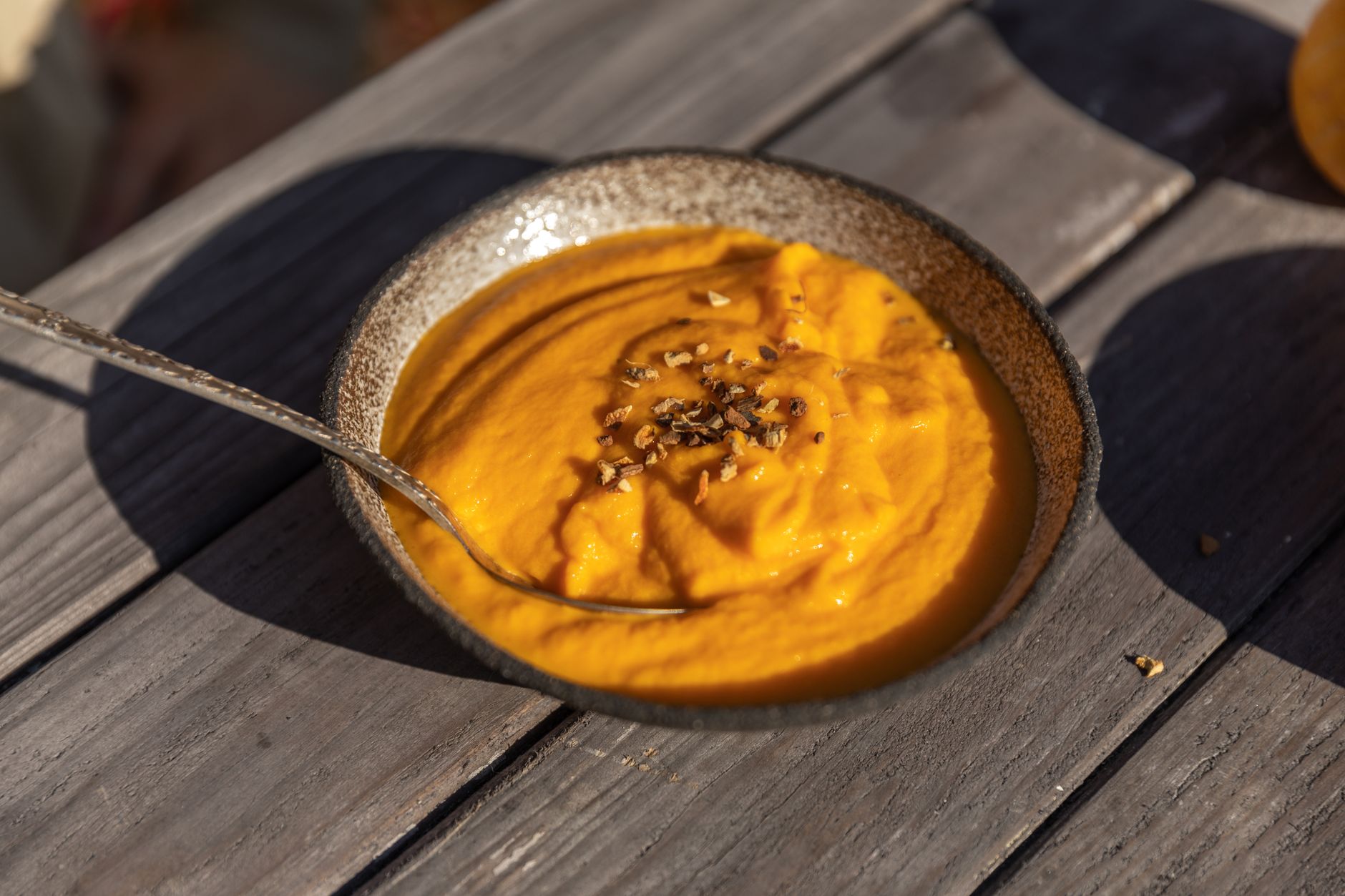 Creamy Pumpkin Soup with Sage Crisp