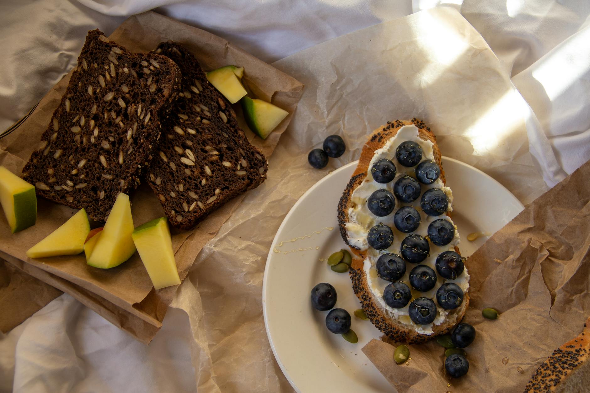 Creamy Rye Toast with Blueberries & Seeds