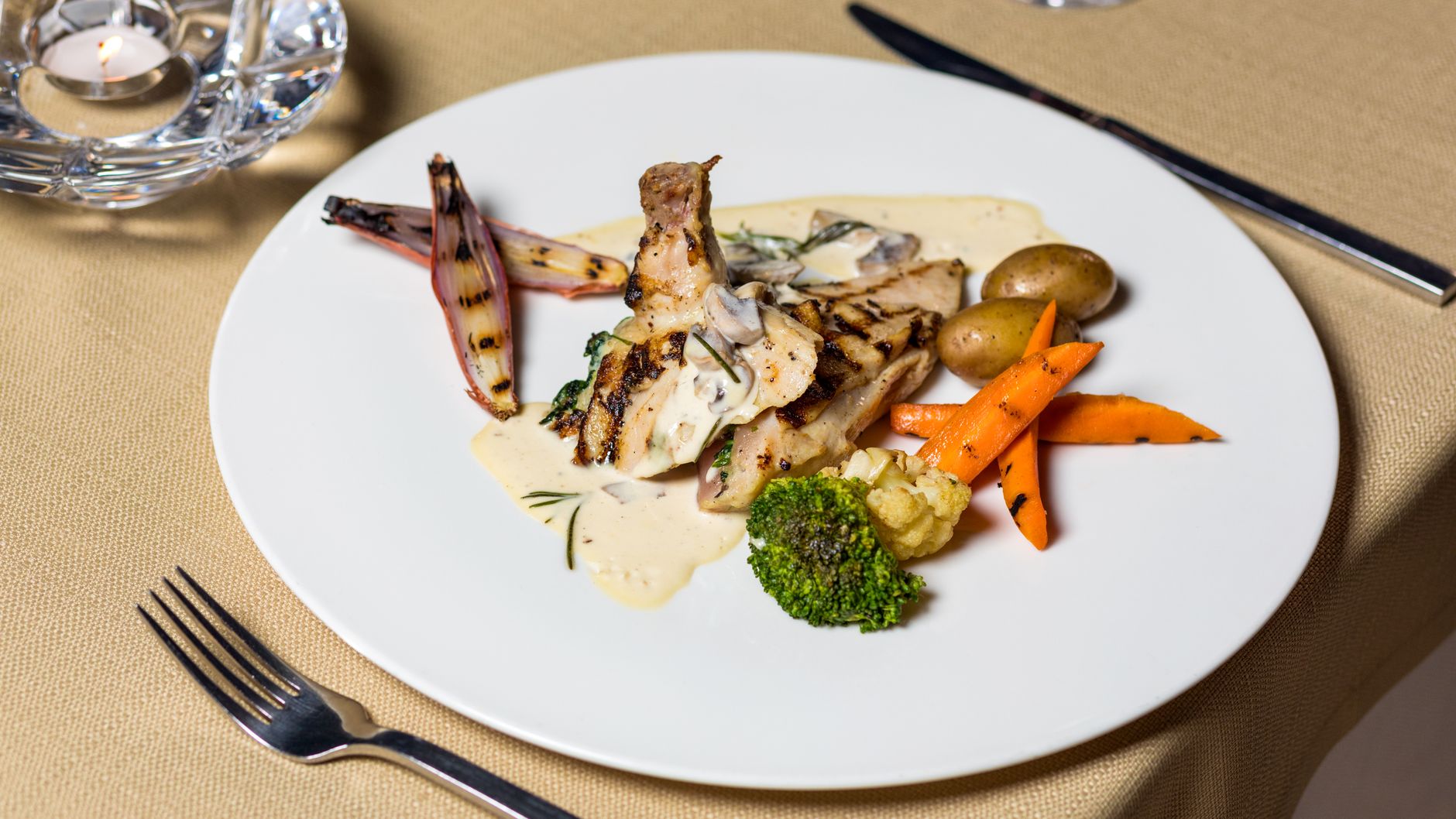 25-Min Creamy Tarragon Chicken & Roasted Veg