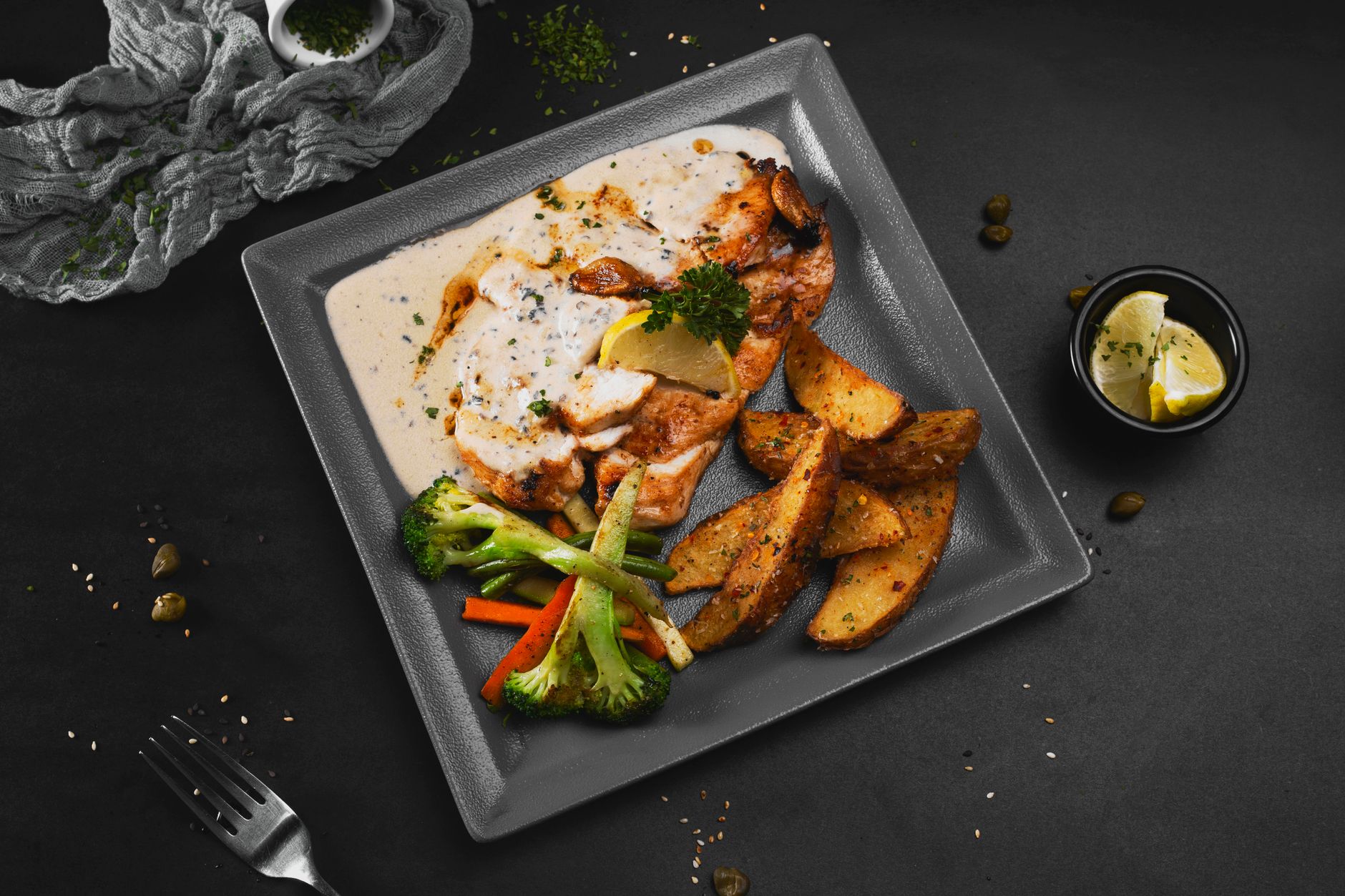 Creamy Tarragon Chicken with Roasted Vegetables