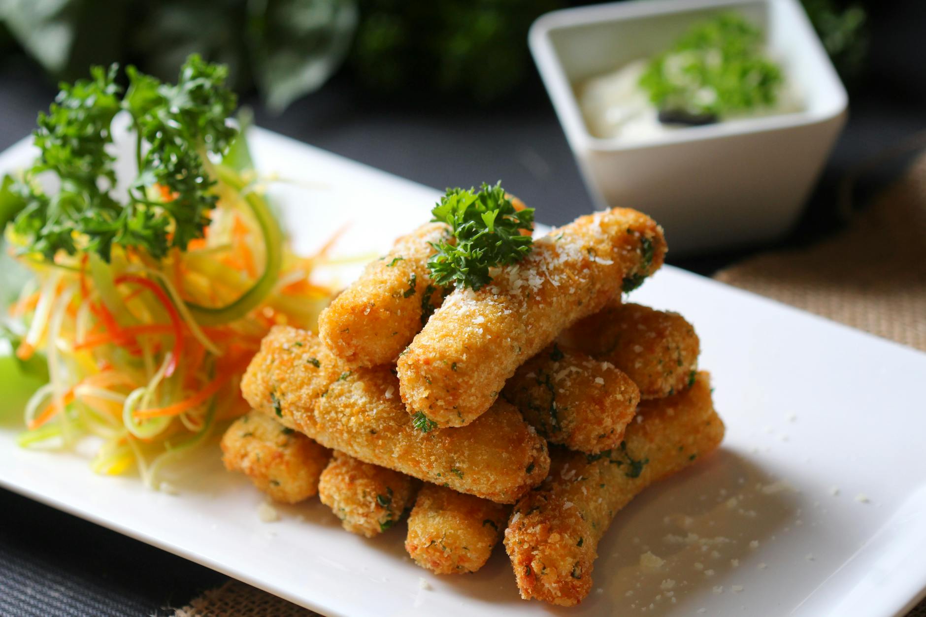 Crispy Air Fryer Mozzarella Sticks with Fresh Slaw