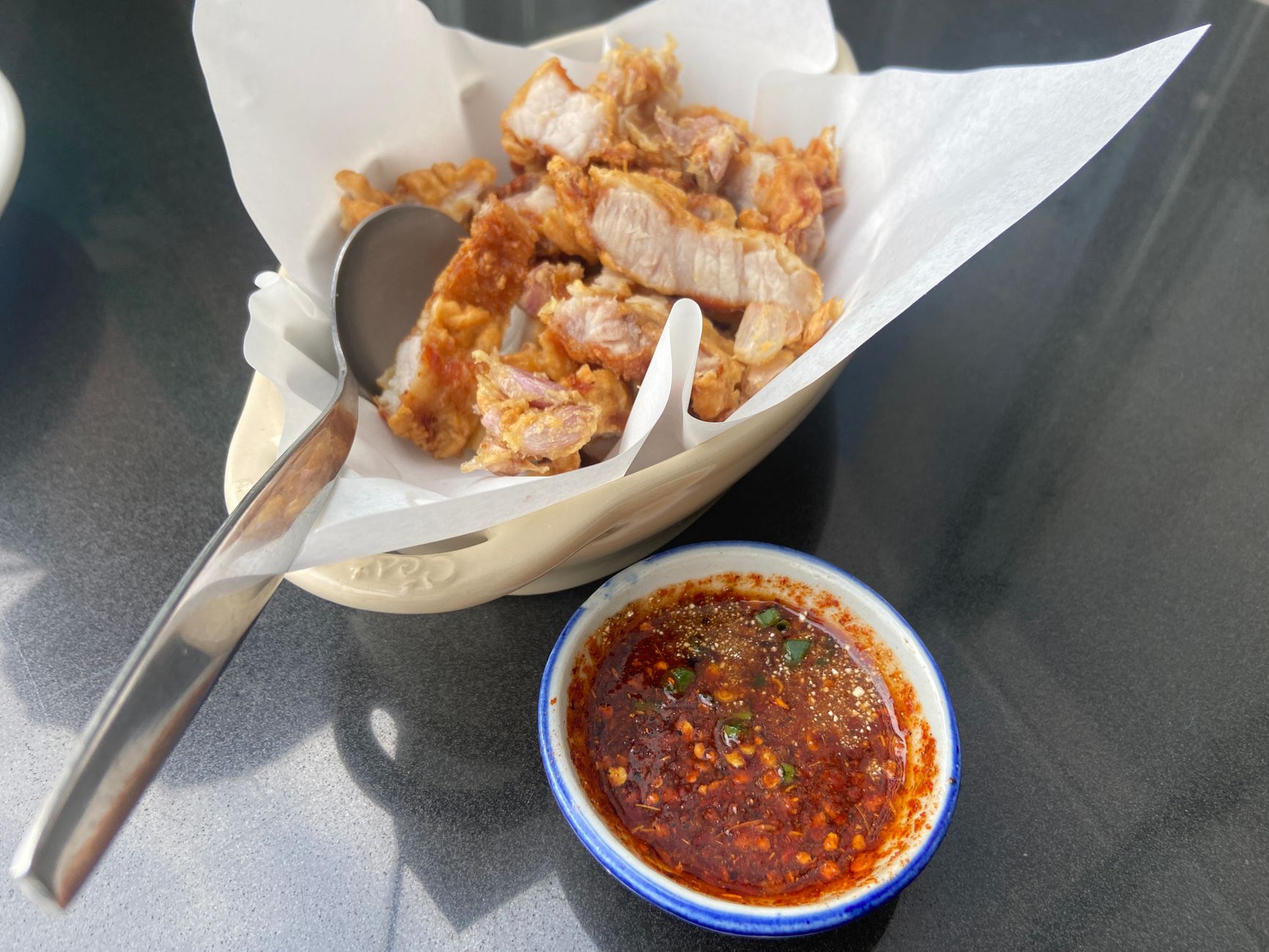 Crispy Bagnet with Garlic Vinegar Dip