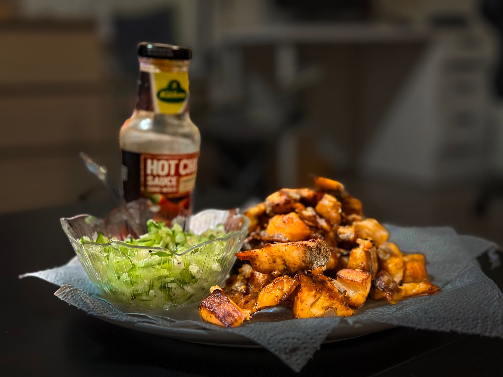 Crispy Batata Harra with Cucumber & Chili
