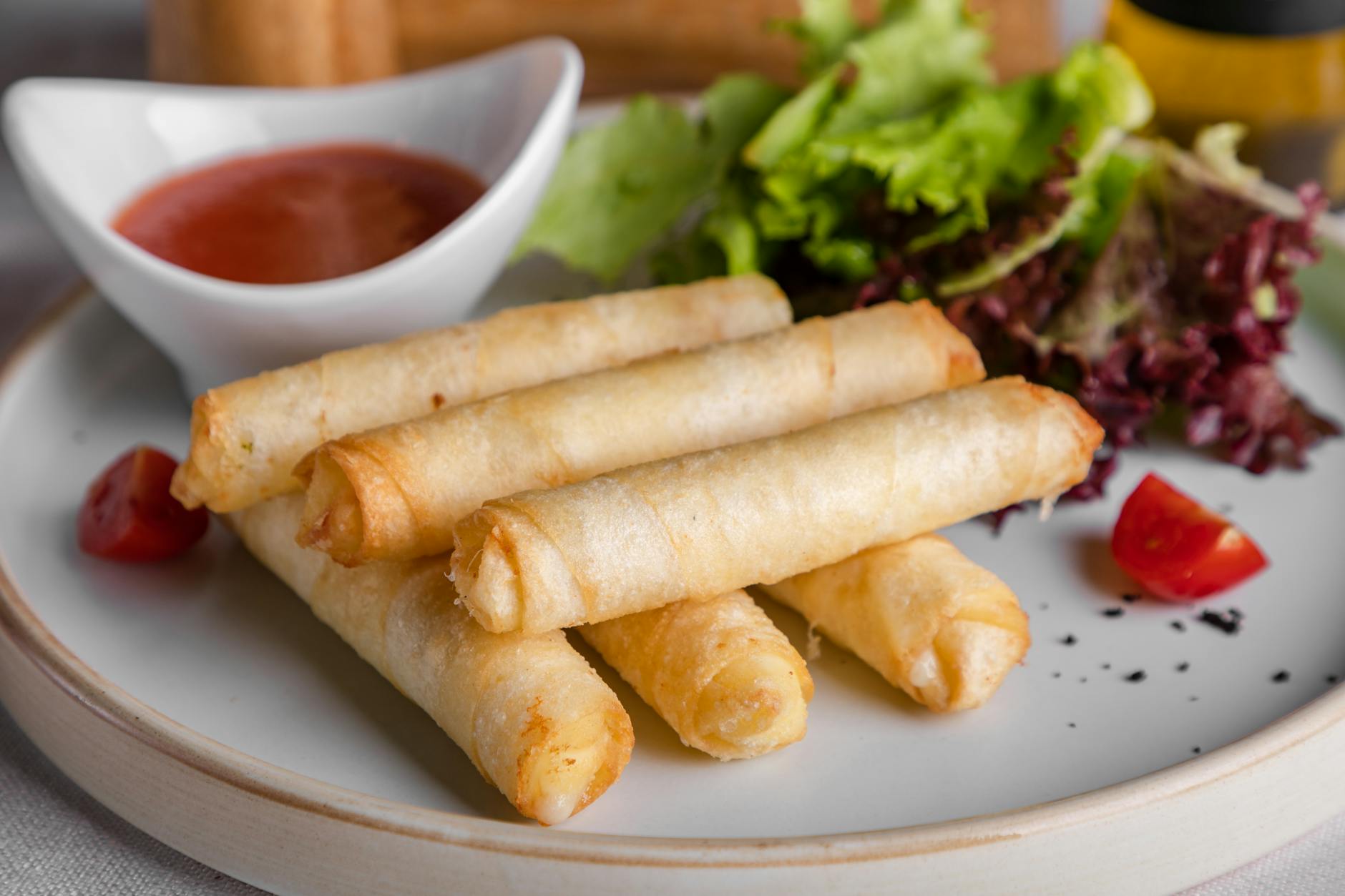 Crispy Boudin Egg Rolls with Comeback Dip