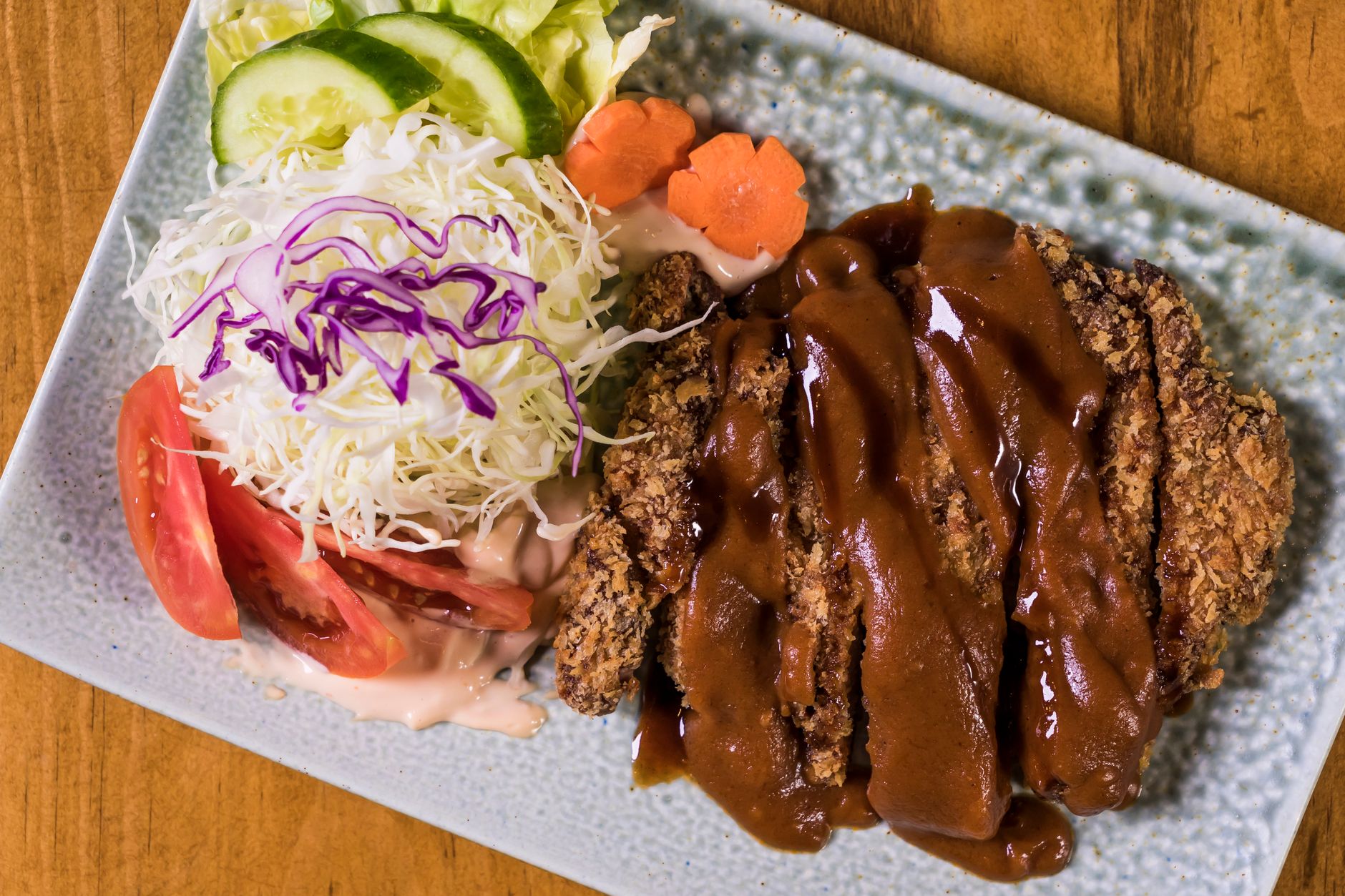 Crispy Cheese Donkatsu with Quick Slaw
