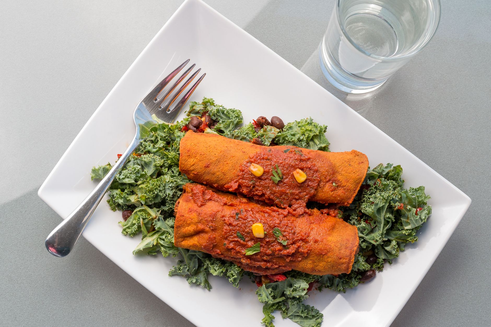 Crispy Cheese Enchiladas with Kale & Beans