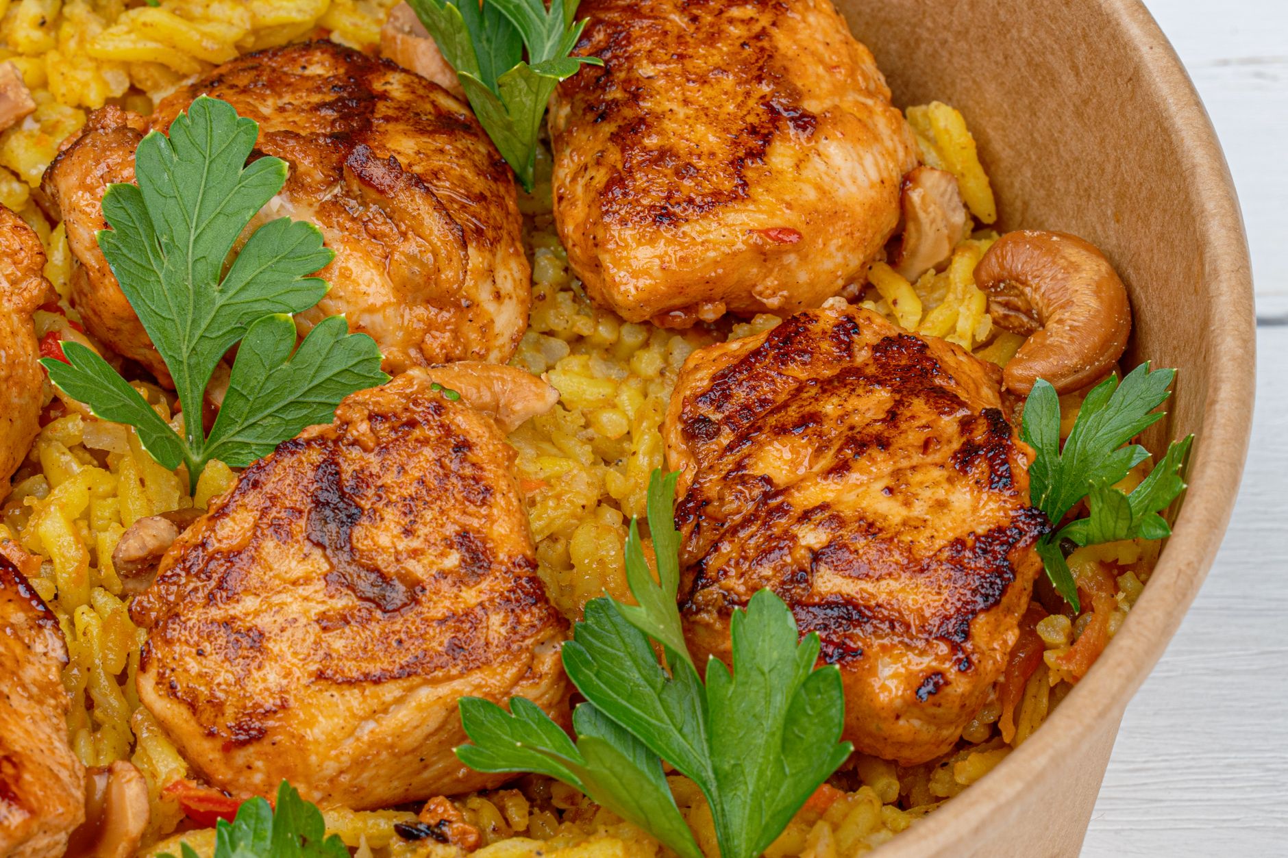 Crispy Chicken Ouzi with Cashews
