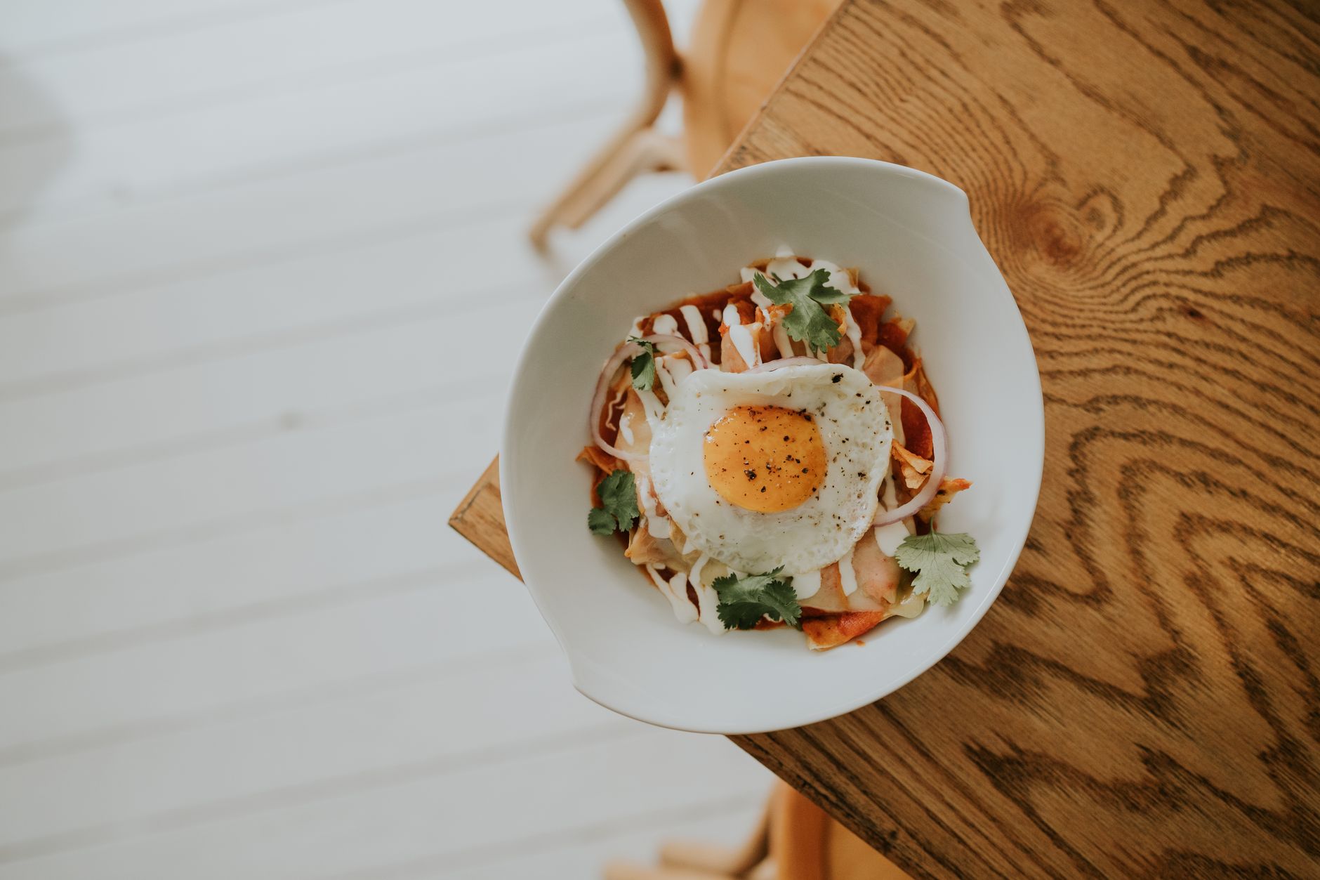 Crispy Chilaquiles Rojos with Fried Egg
