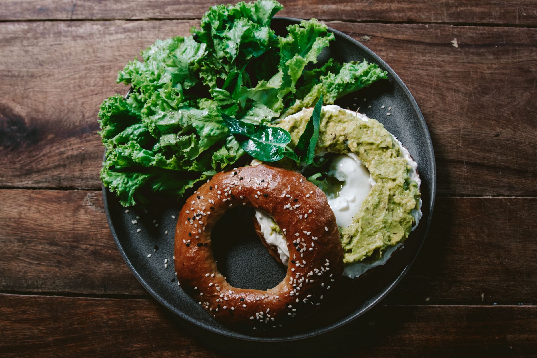 Crispy Egg & Avocado Bagel with Herby Salad