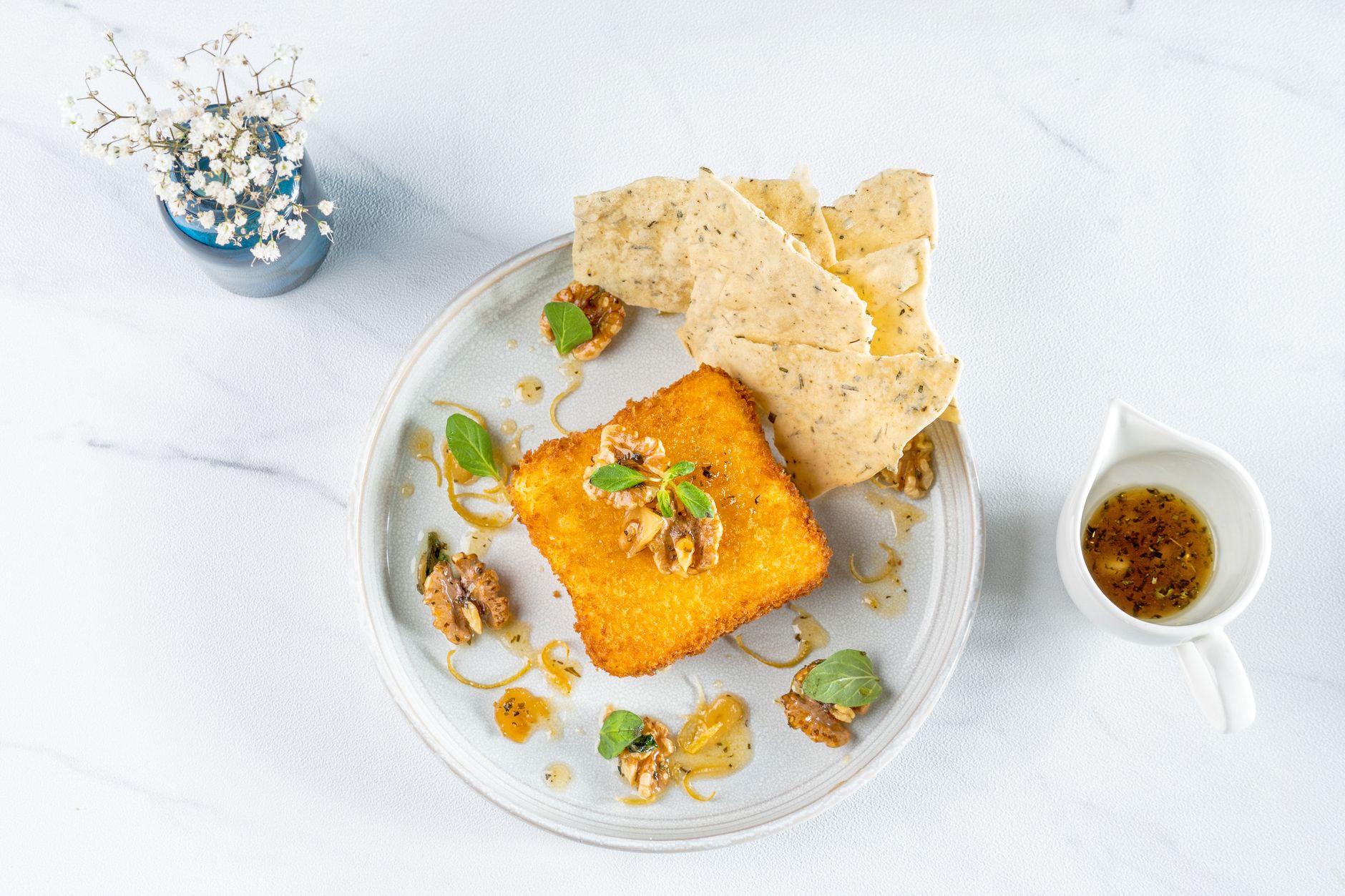 Crispy Feta with Hot Honey & Walnuts