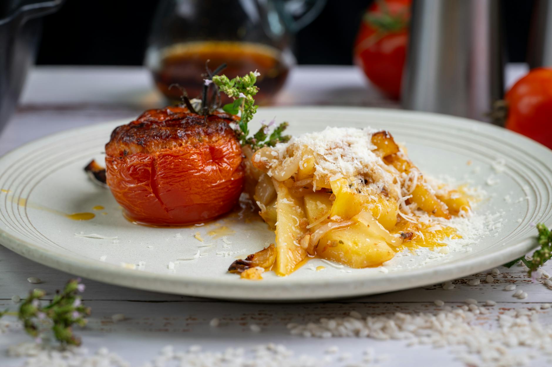 Crispy Feta Stuffed Tomatoes