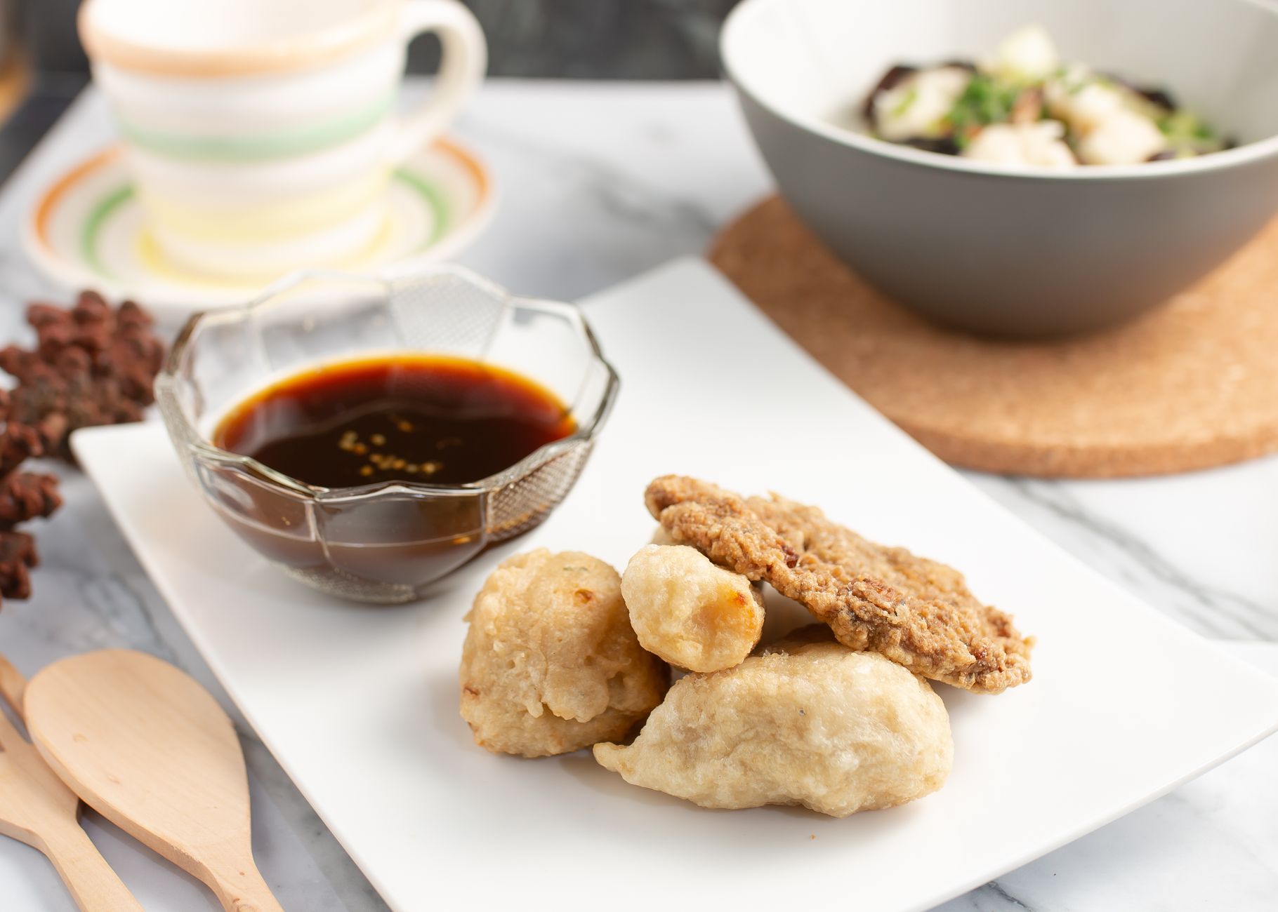 Crispy Fish Pempek with Spicy Vinegar Sauce