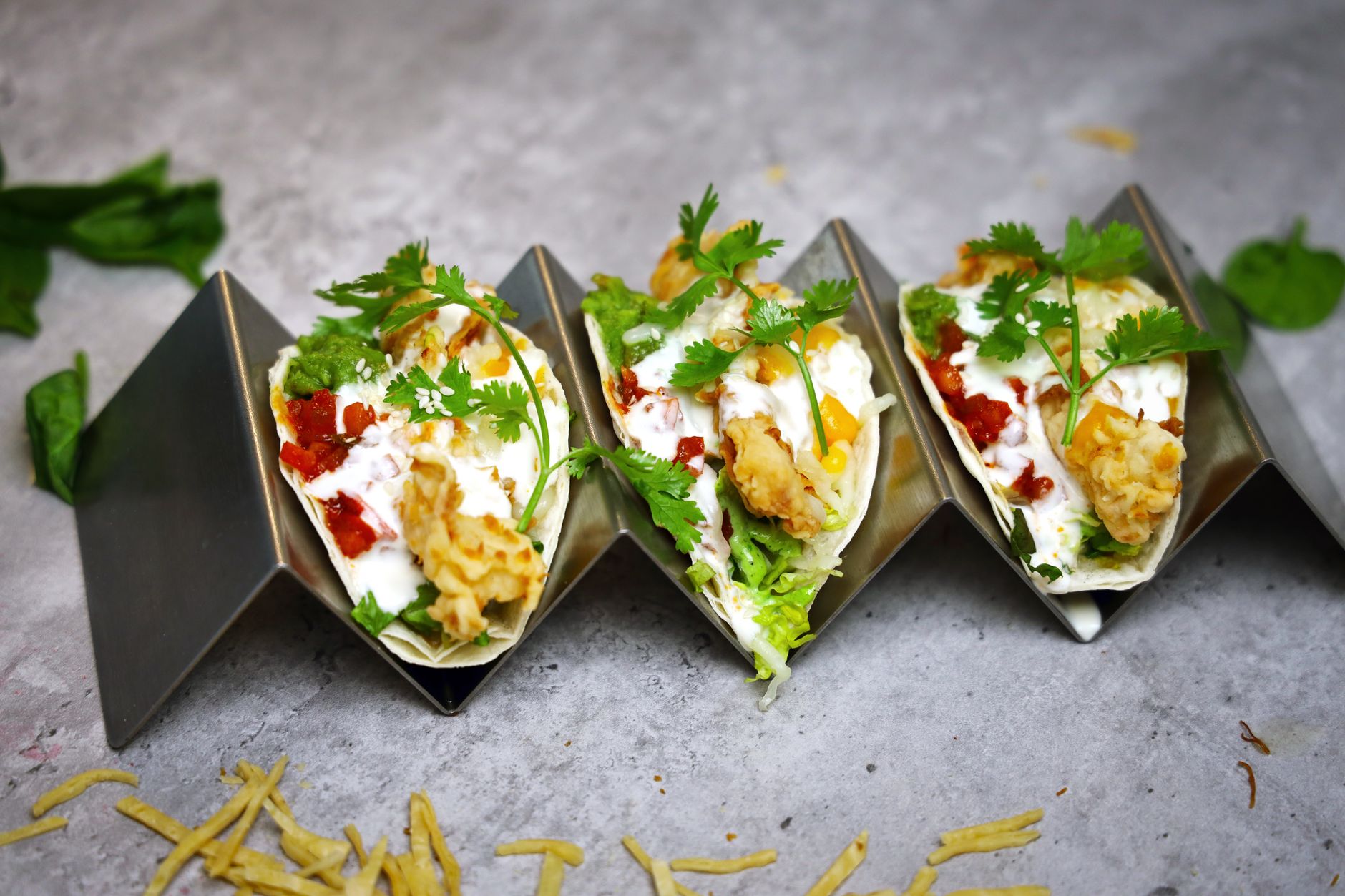 Crispy Fish Tacos with Slaw & Crema