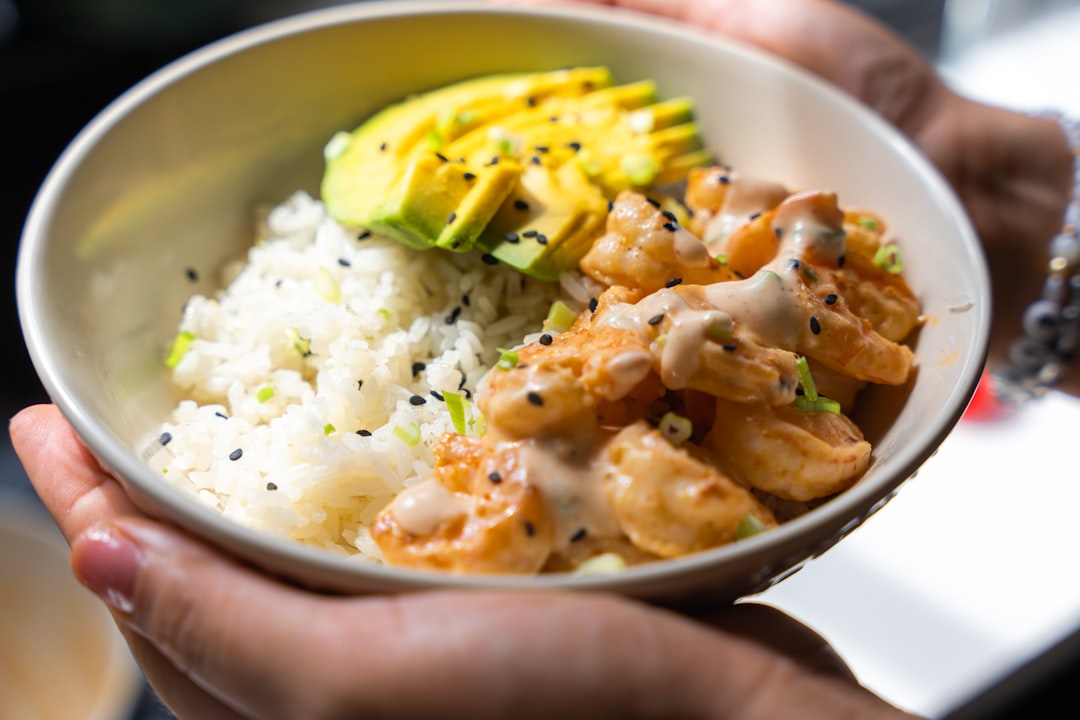 Crispy Garlic Shrimp & Avocado Rice Bowl