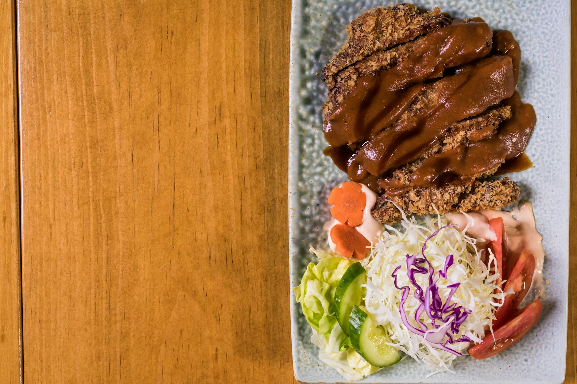 Crispy Gyukatsu with Slaw & Pickled Veggies