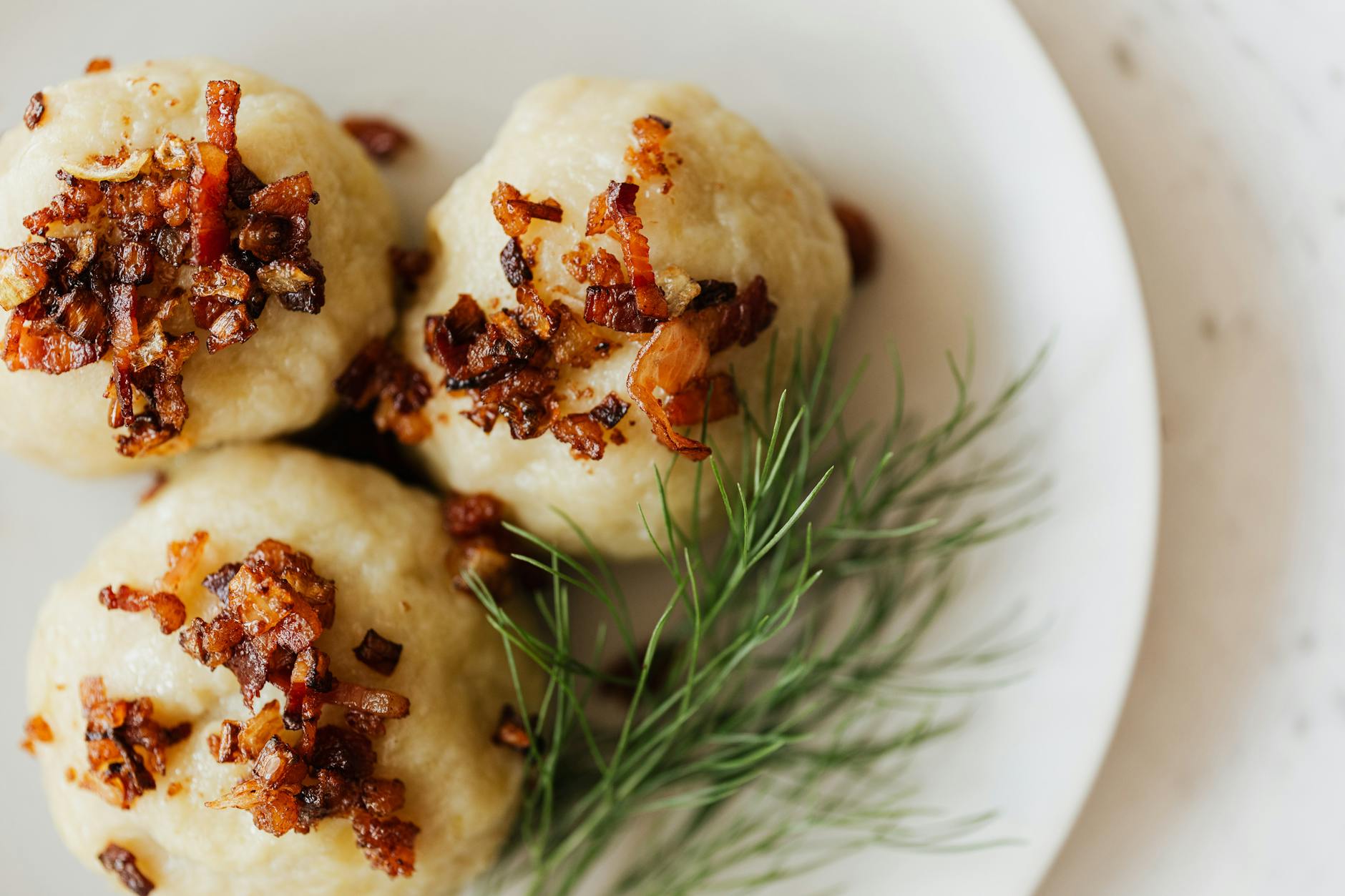 Crispy Kartoffelknödel with Bacon & Dill