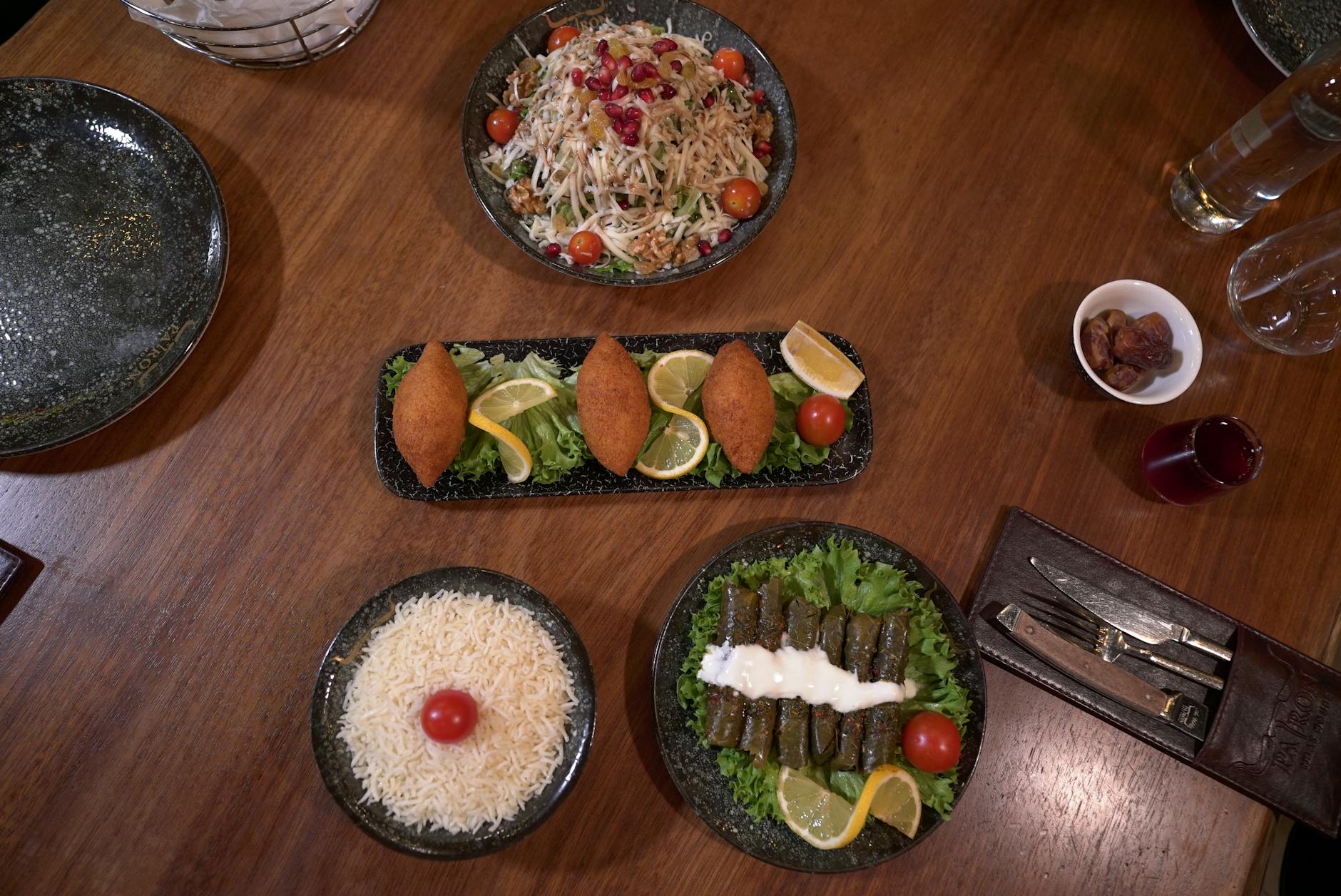 Crispy Kibbeh with Rice, Greens & Dates