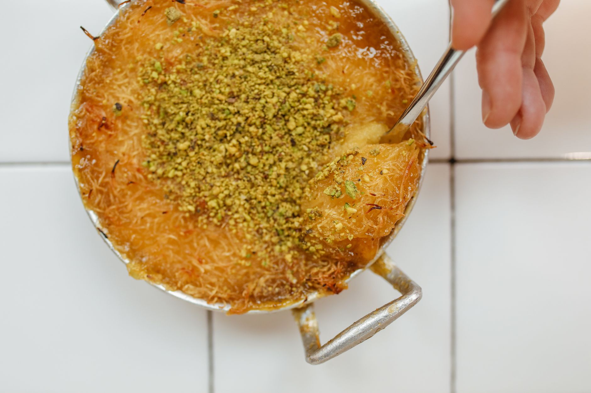 Crispy Künefe with Hot Honey & Pistachios