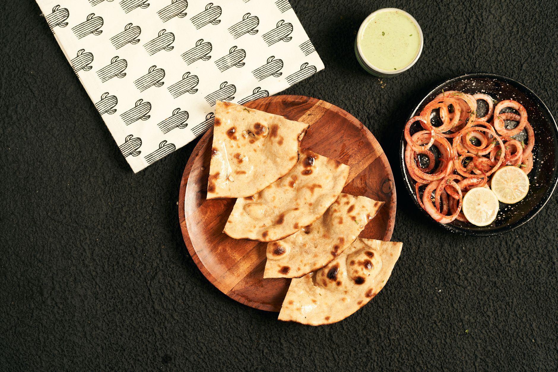 Crispy Missi Roti with Mint & Spiced Onions