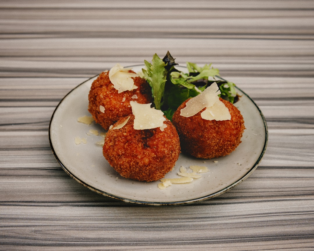 Crispy Mozzarella Rice Balls with Side Salad
