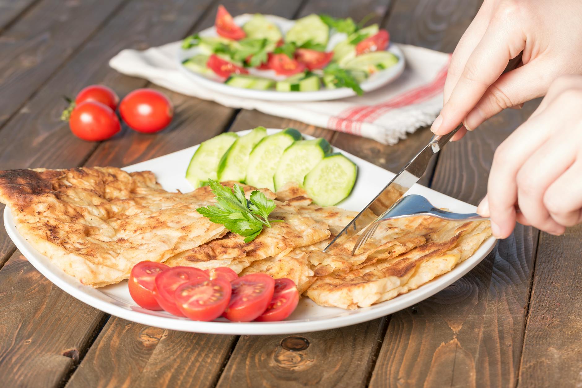 Crispy Msemen with Honey & Fresh Salad