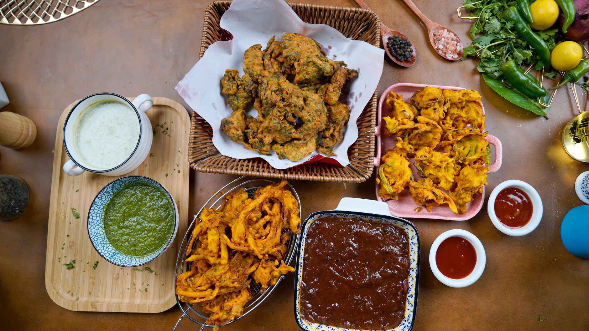 Crispy Onion Bhaji with Chutneys