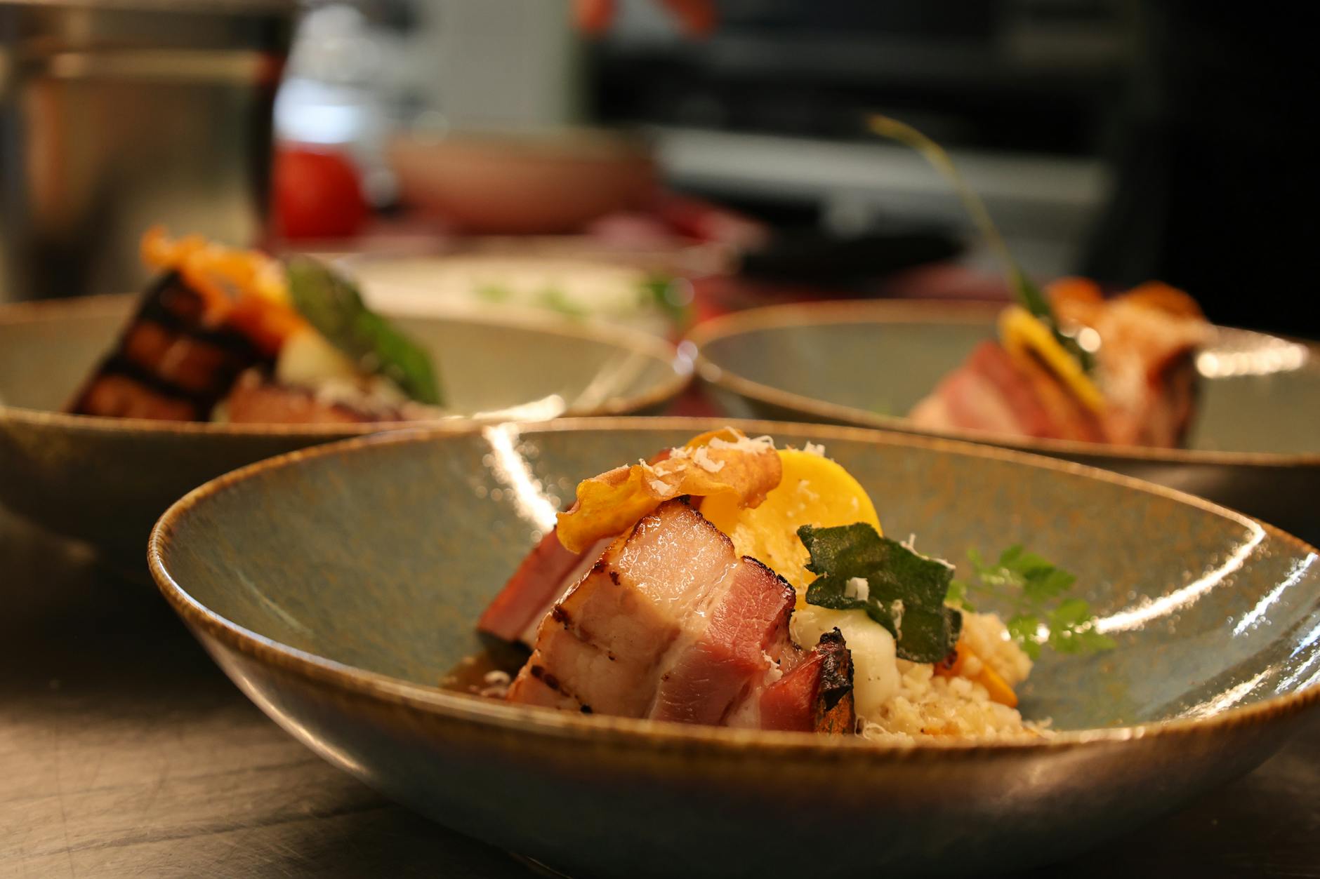 Crispy Pork Belly with Herb Butter Sauce
