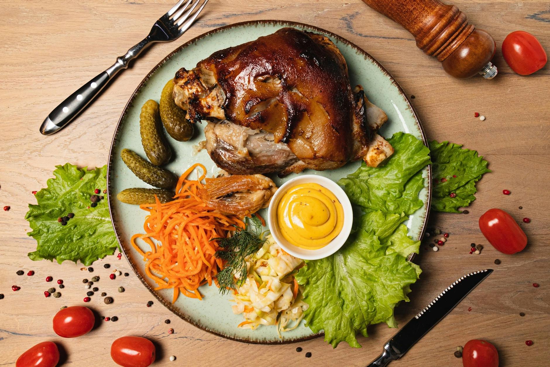 Crispy Pork Knuckle with Mustard Sauce
