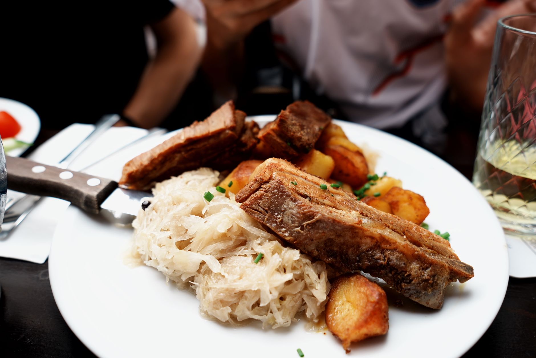 Crispy Pork Knuckle with Sauerkraut & Potatoes