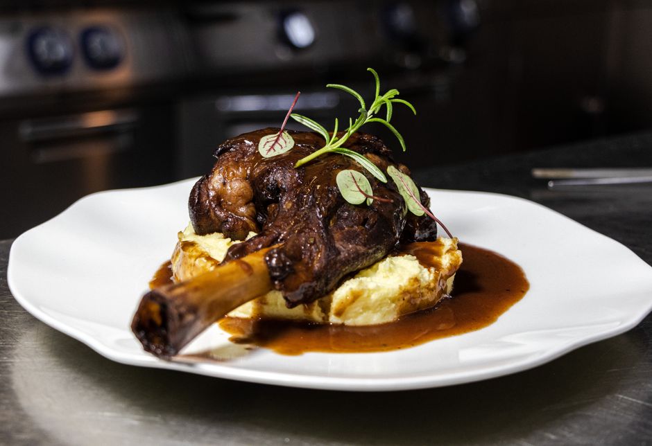 Crispy Pork Shank with Beer Gravy
