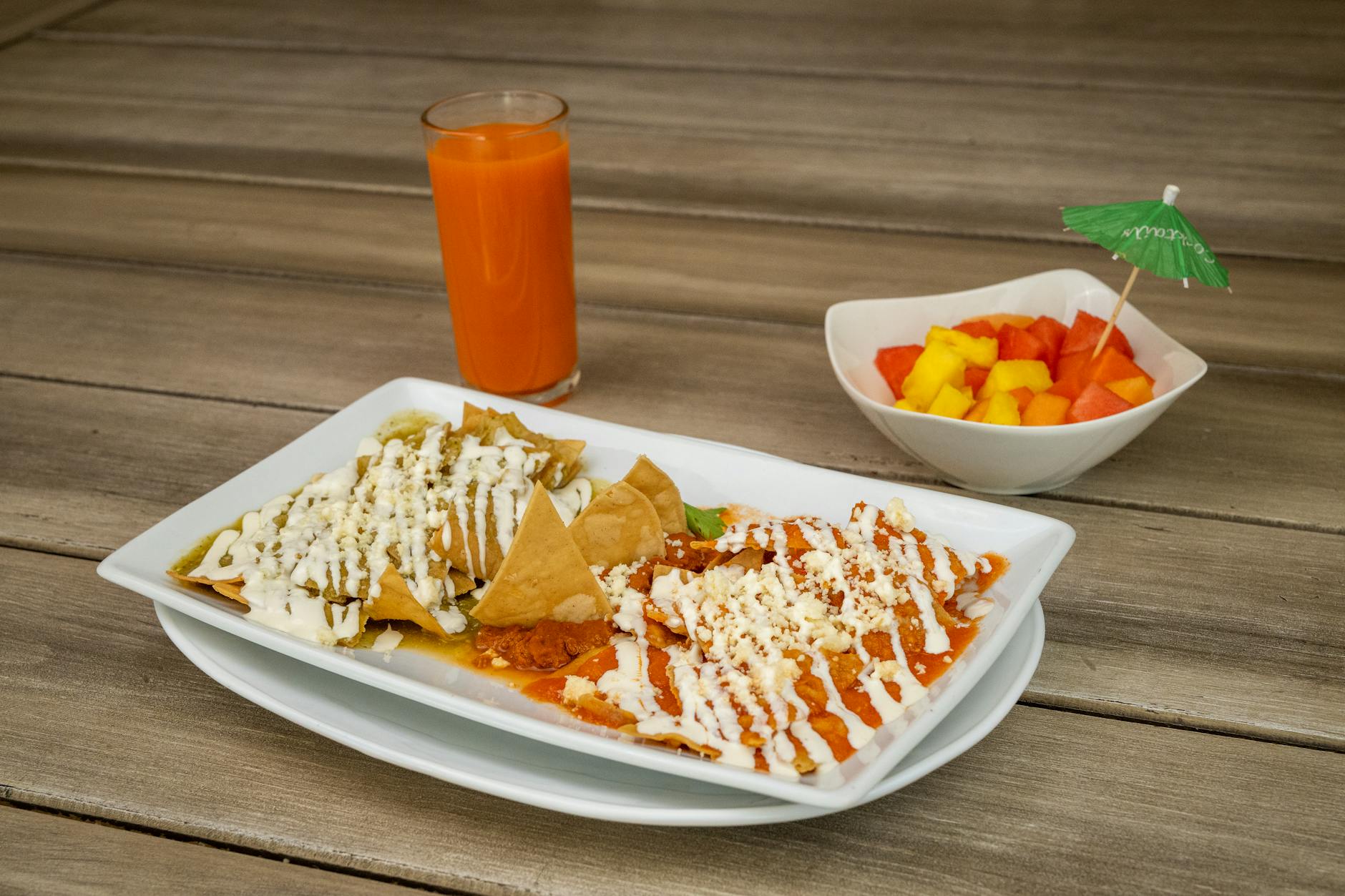 Crispy Red Chilaquiles with Fried Eggs