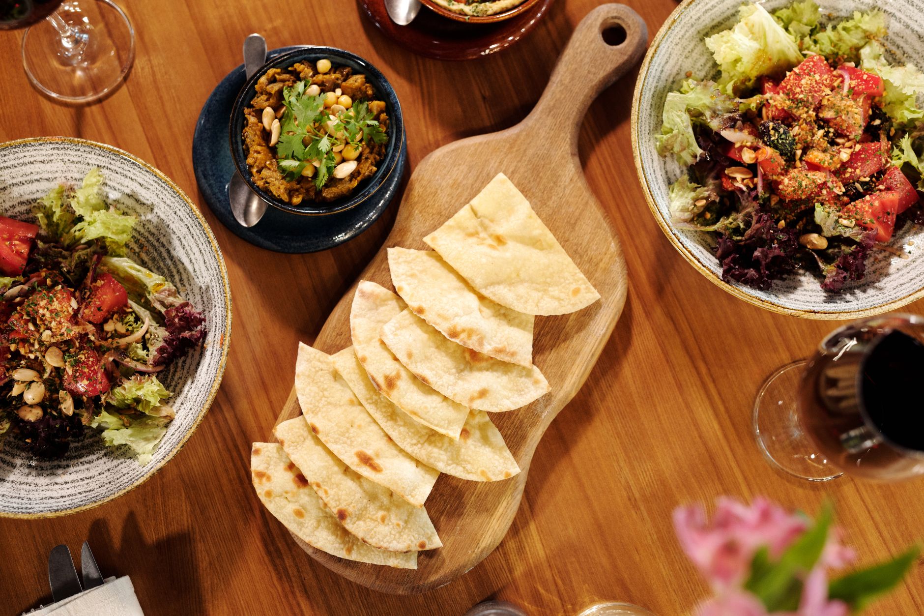 Fattoush Bowl with Crispy Pita & Baba Ganoush