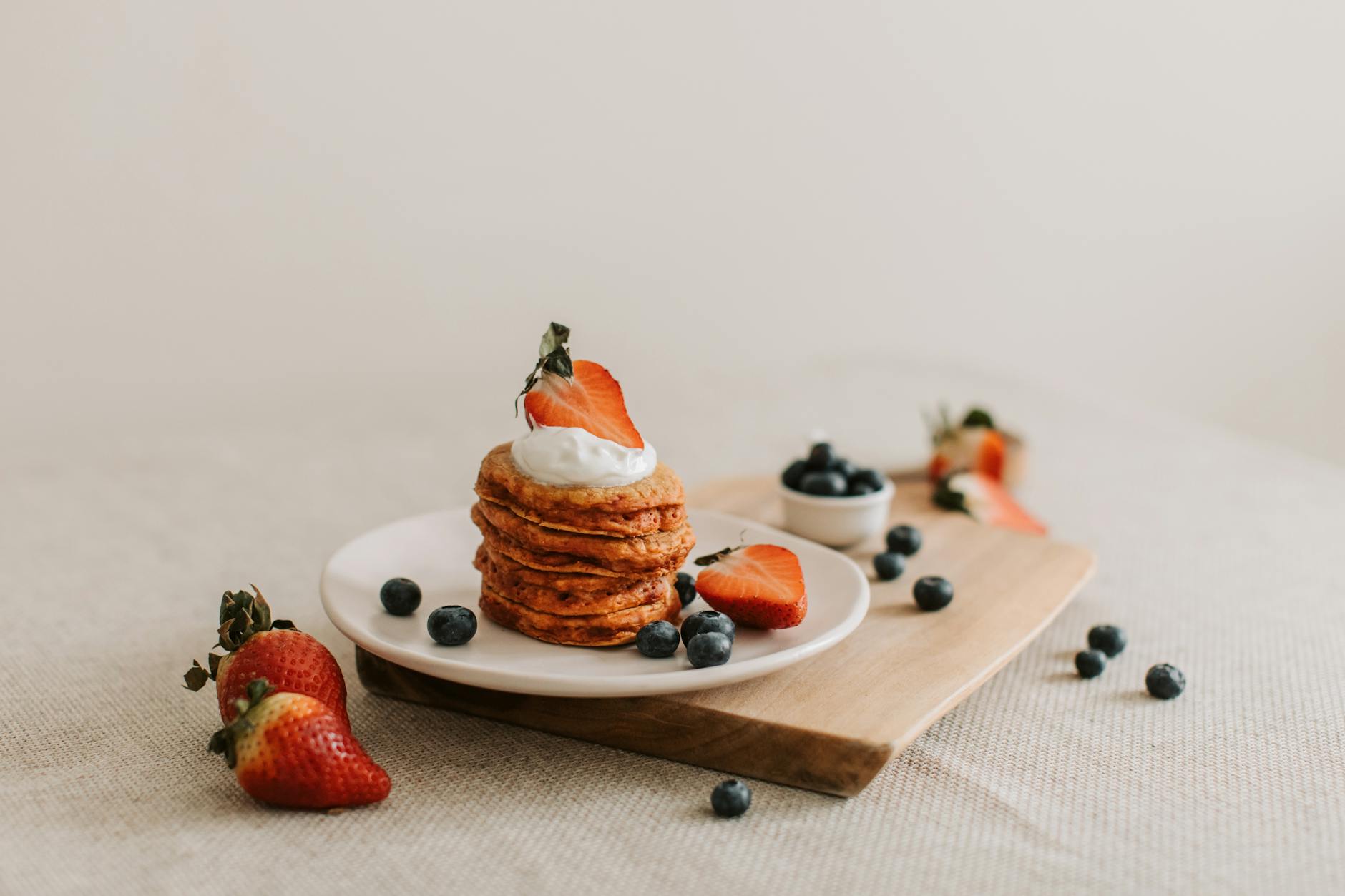 Fluffy Greek Yogurt Pancakes with Berries