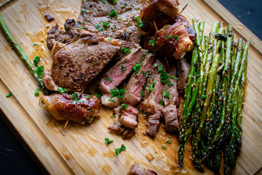 Garlic Parmesan Butter Steak with Crispy Bacon & Asparagus