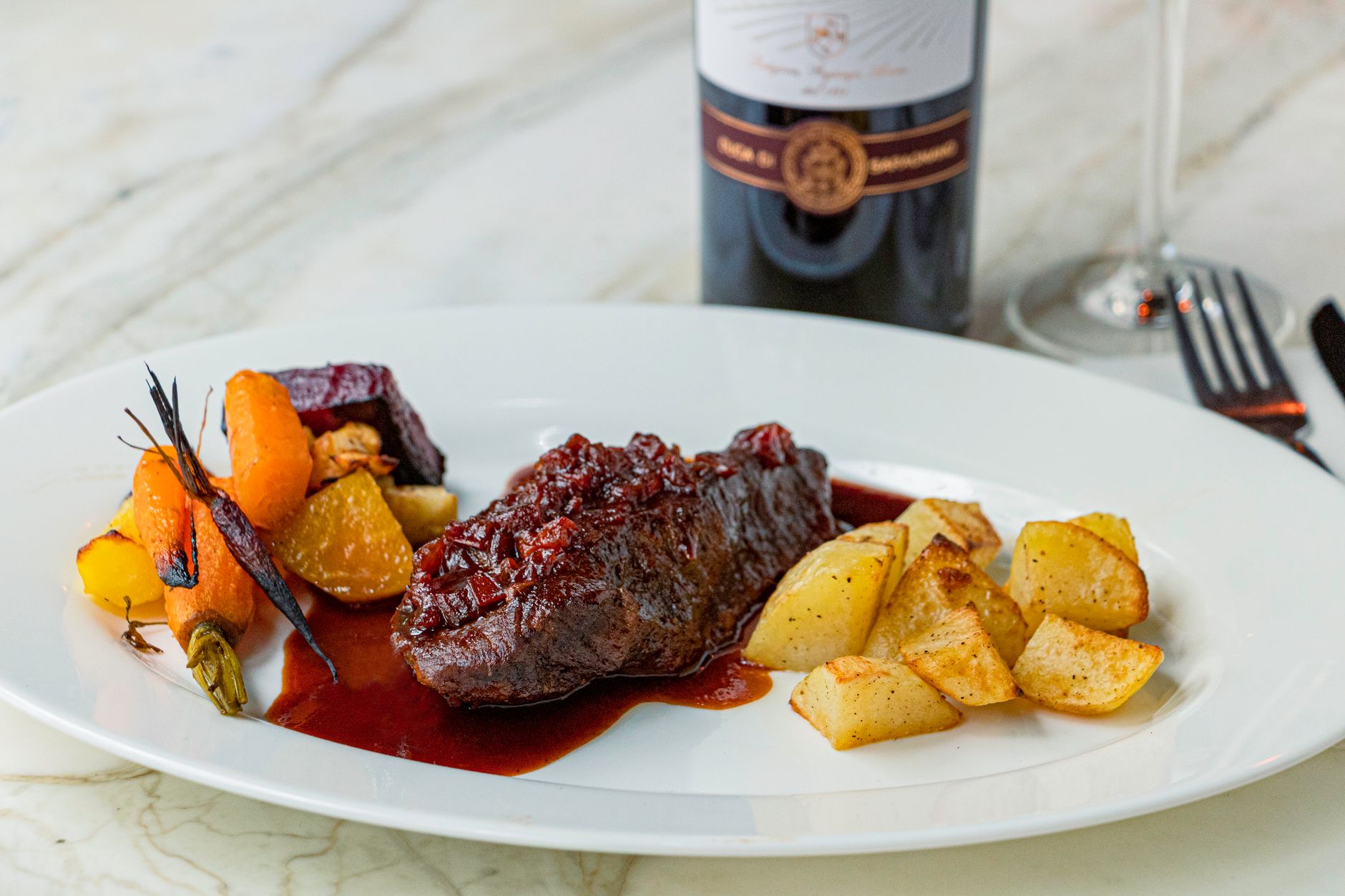 30-Min German Beef with Roasted Veg