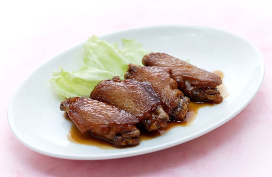 Glossy Soy Chicken Wings with Crispy Lettuce