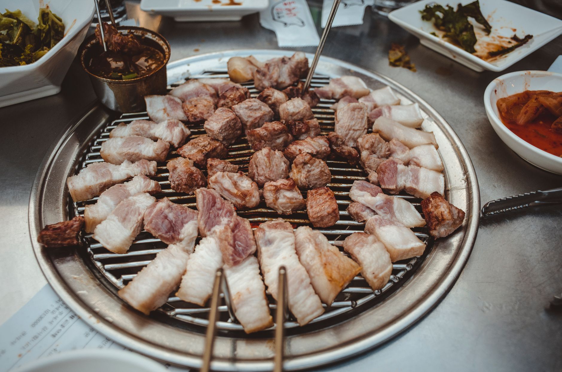 Gochujang Pork Belly with Kimchi & Scallion Salad