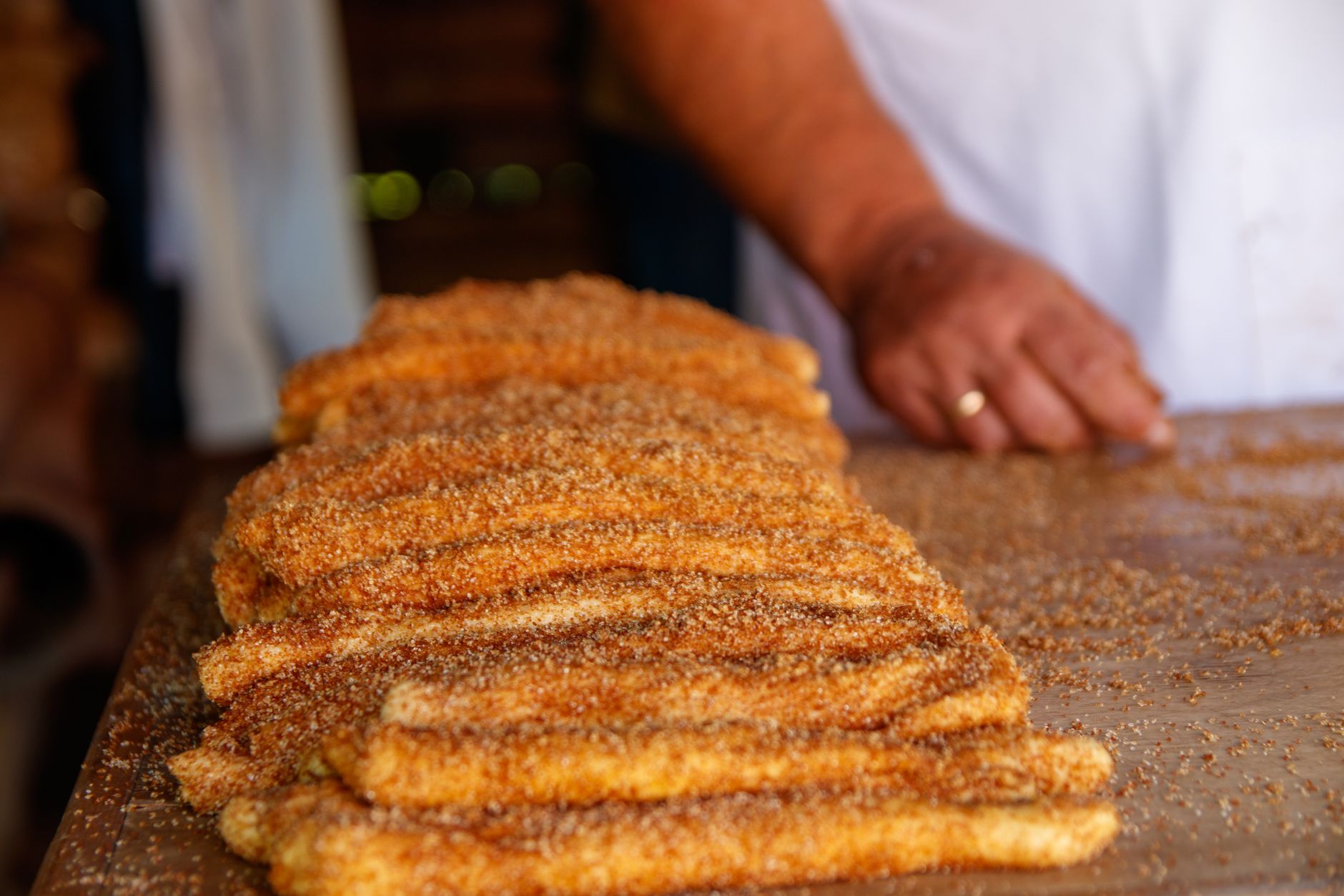 Golden Churros With Cinnamon Sugar & Chocolate