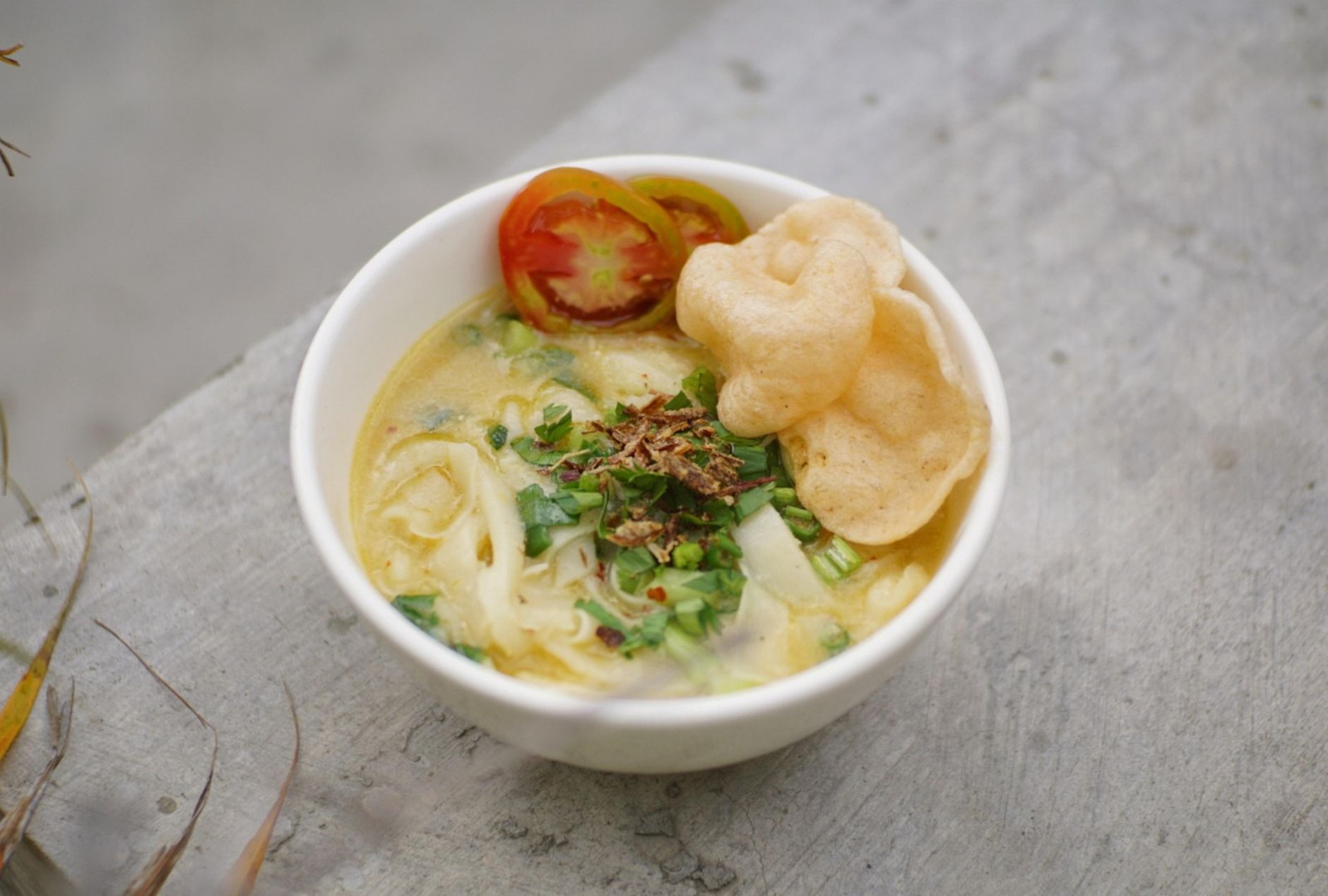 Golden Turmeric Chicken Soto with Shrimp Crackers