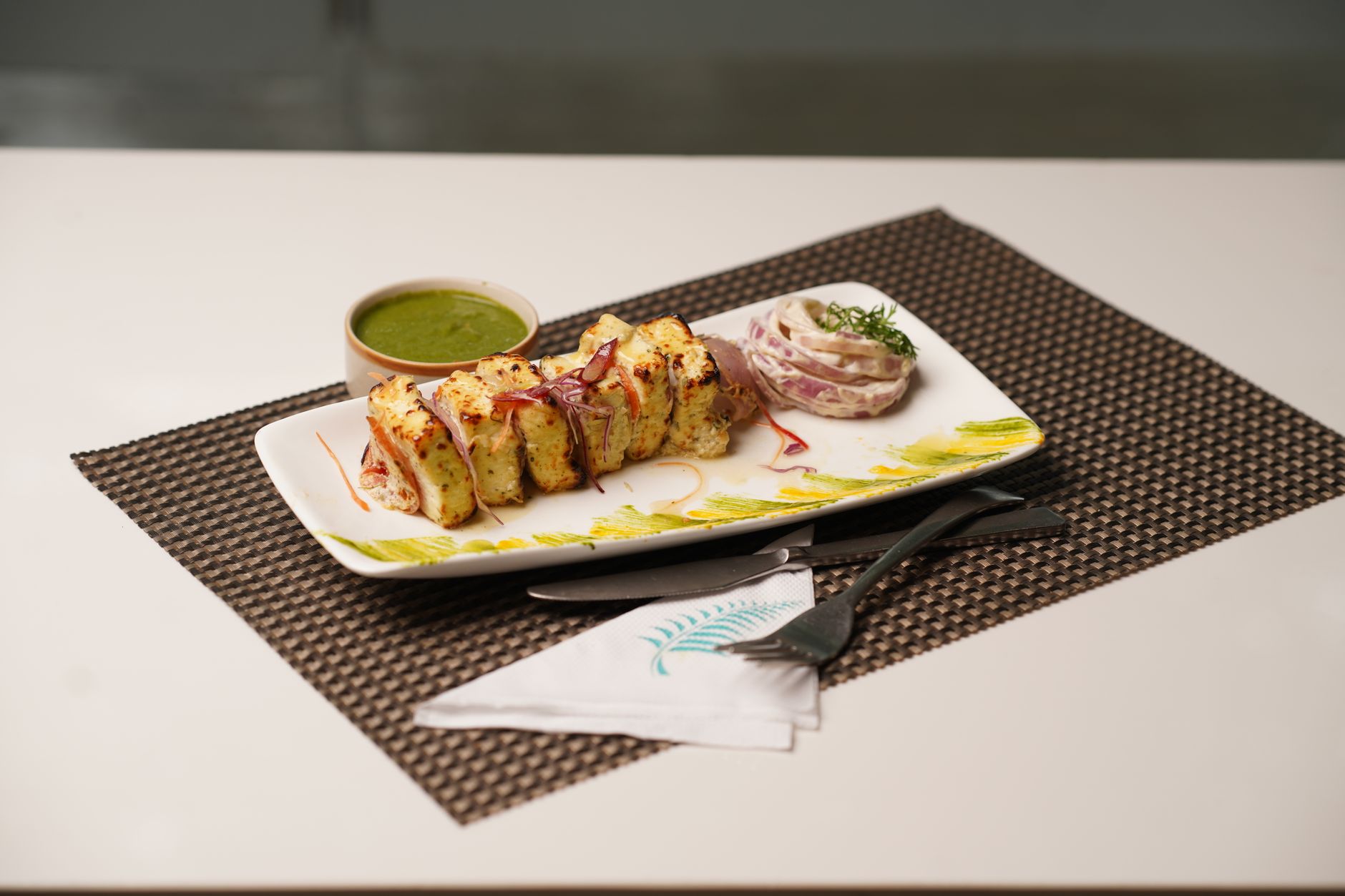 Golden Turmeric Paneer with Mint Chutney