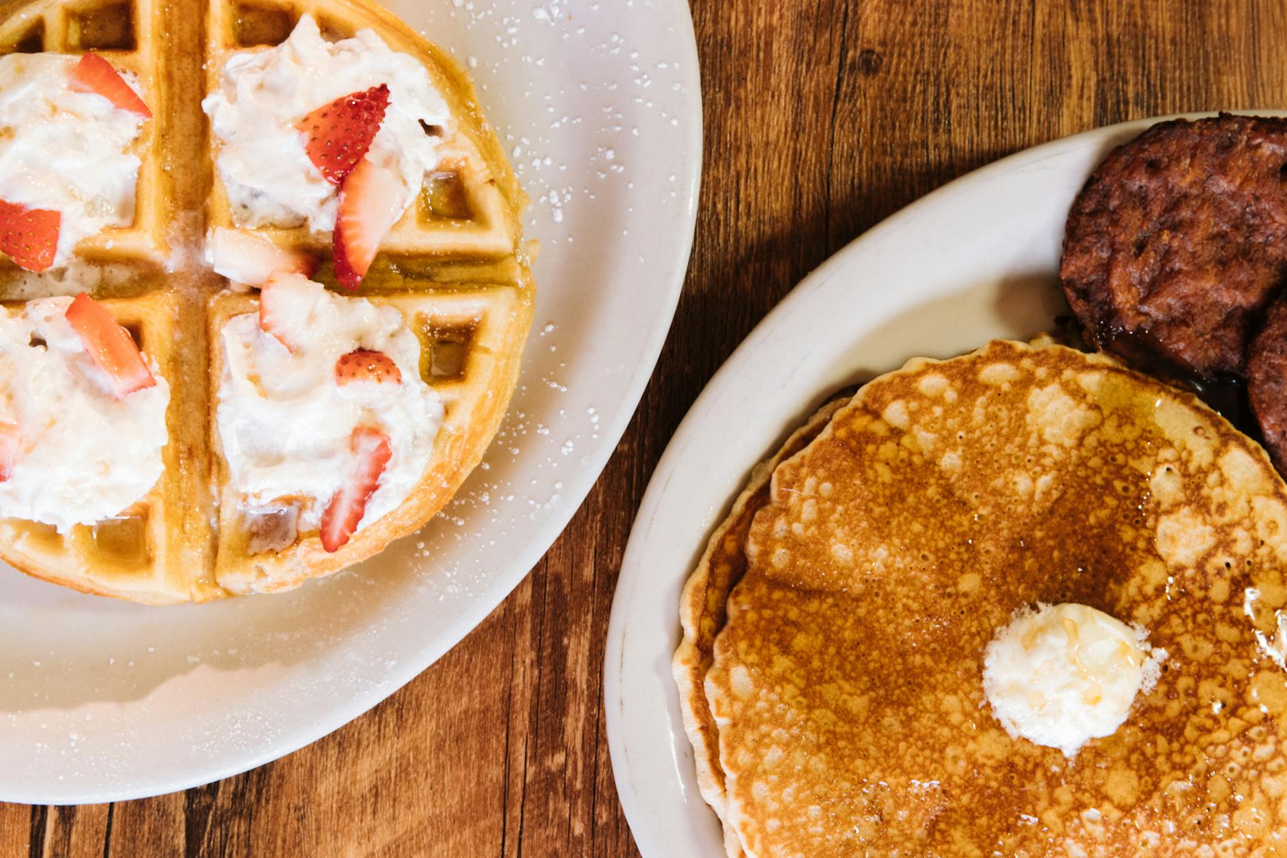 Golden Waffles with Strawberries & Whipped Cream