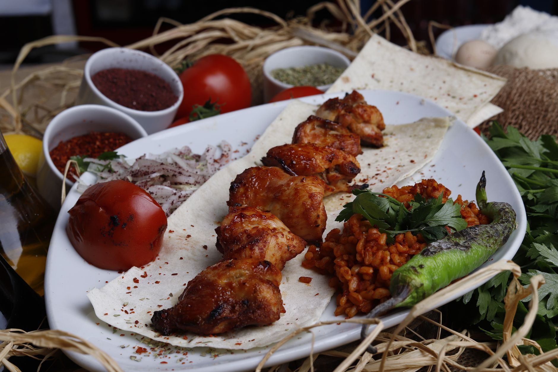 Greek Chicken Souvlaki Platter