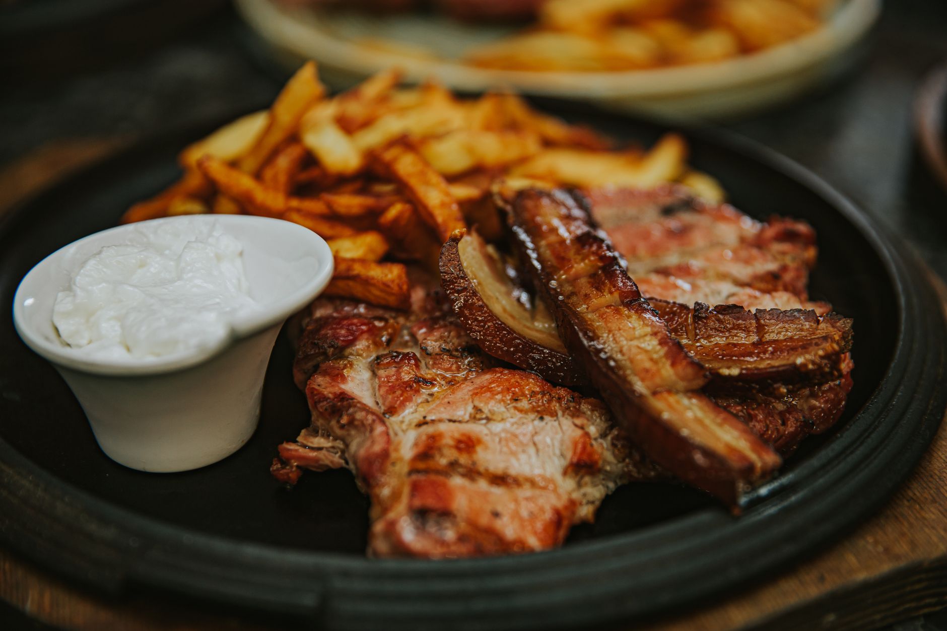 Greek Village Pork Chops with Fries & Tzatziki