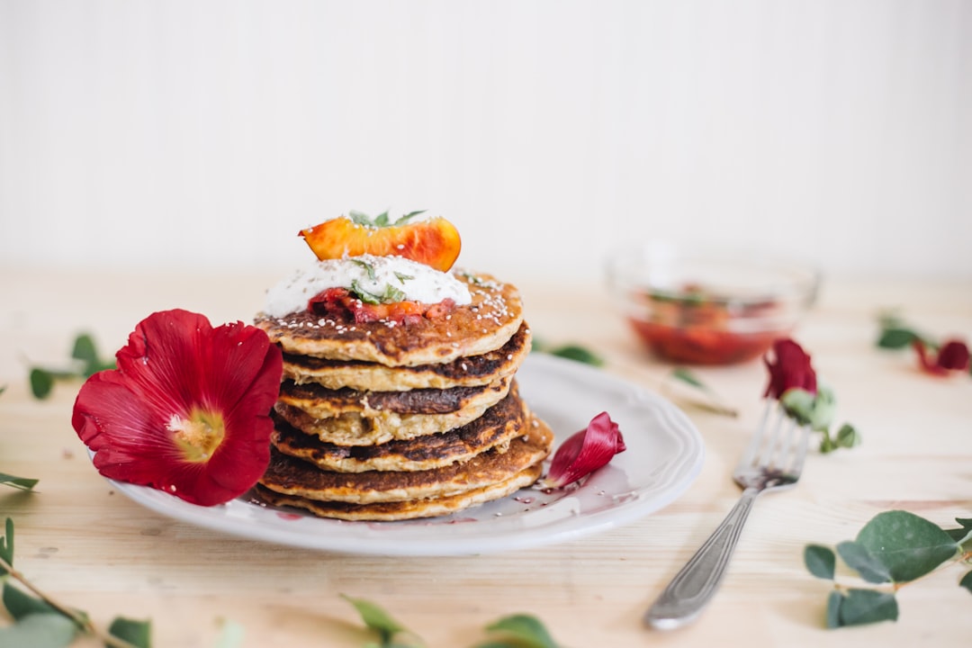 Greek Yogurt Pancakes with Peaches & Compote