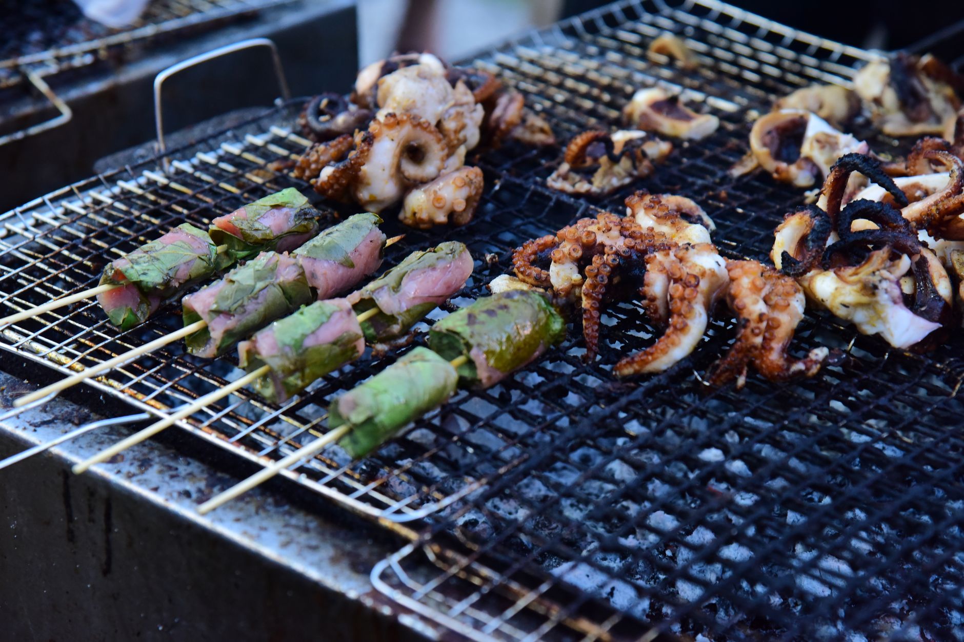Grilled Beef & Octopus with Betel Leaves