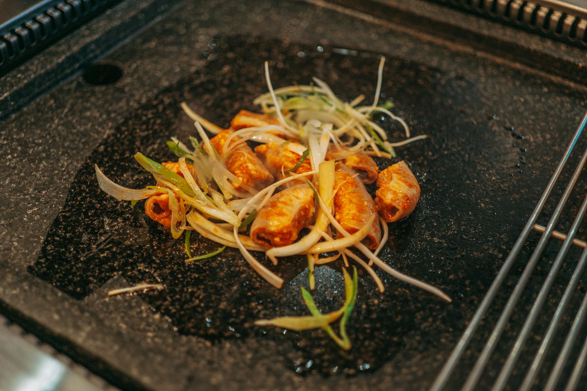 Grilled Gopchang with Onions & Scallions