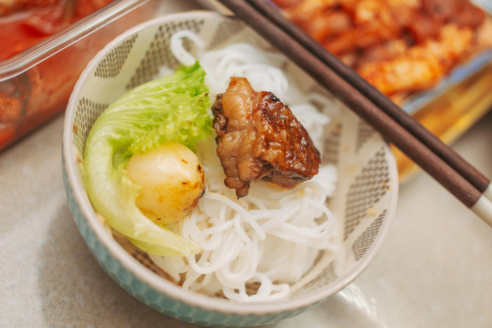 Grilled Pork Vermicelli Bowl with Kimchi