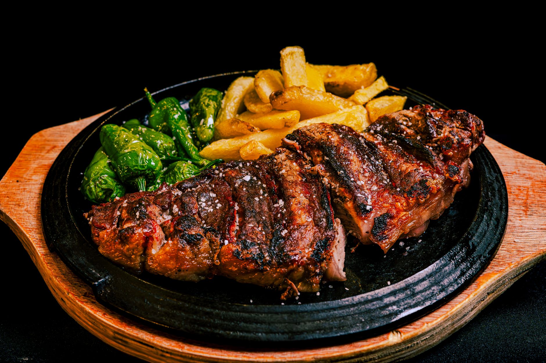 Grilled Secreto Ibérico with Fries & Peppers